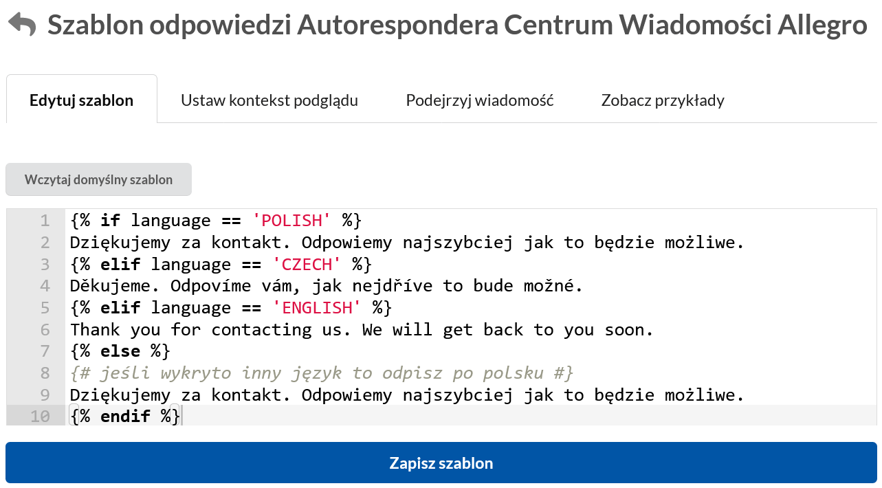 Rozpoznawanie J Zyka Wiadomo Ci W Autoresponderach Allegro Niezb Dnik