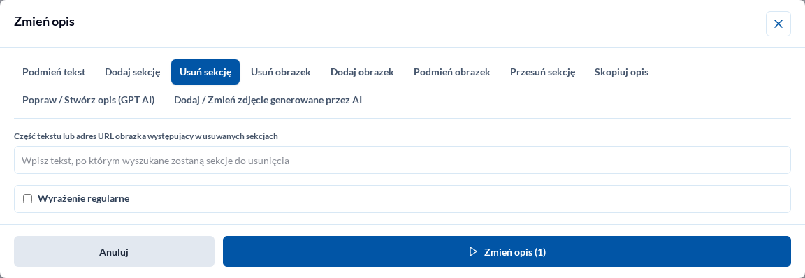 Opis — usuń sekcję