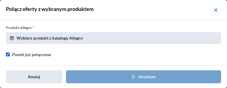 Połącz z wybranym produktem