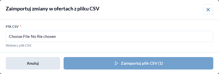 Import zmian z CSV