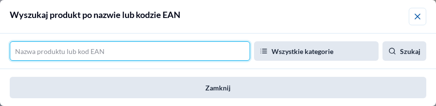 Wyszukiwarka produktu w nowym edytorze oferty