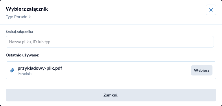 Wybierz istniejący załącznik