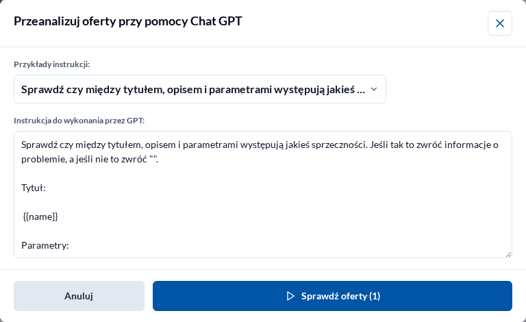Analiza ofert przez AI