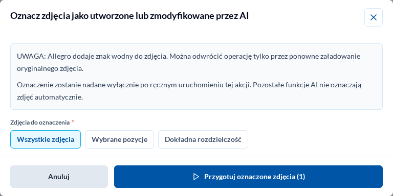 Oznaczenie zdjęć AI