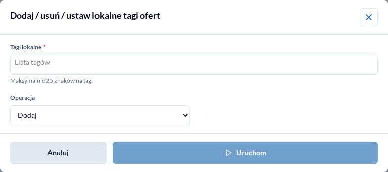 Własne tagi ofert
