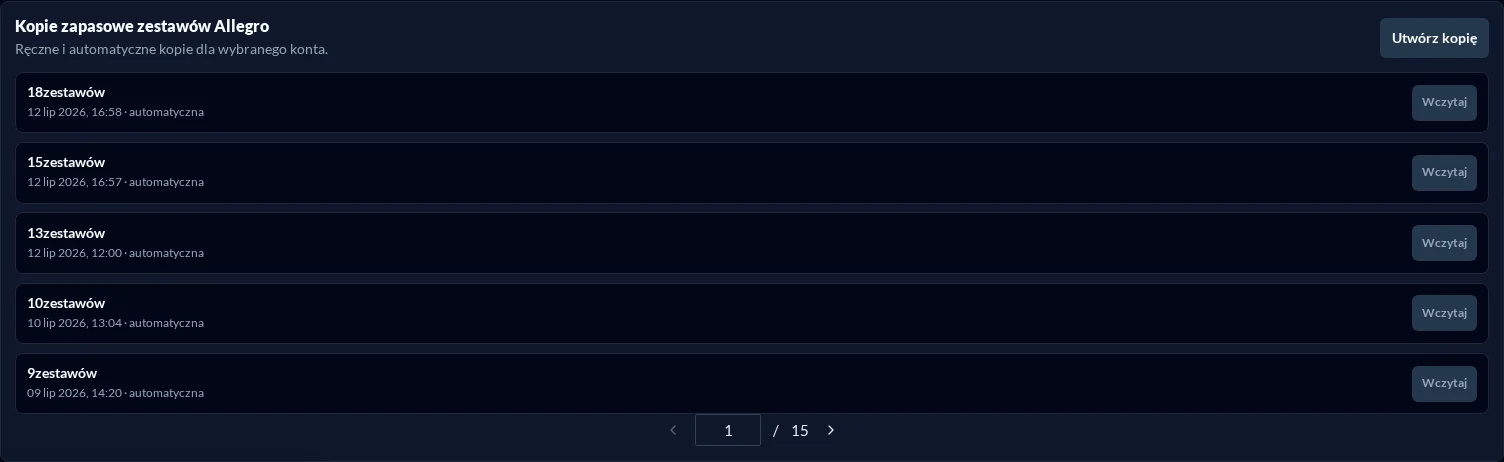 Backup of Sets in Dark Theme