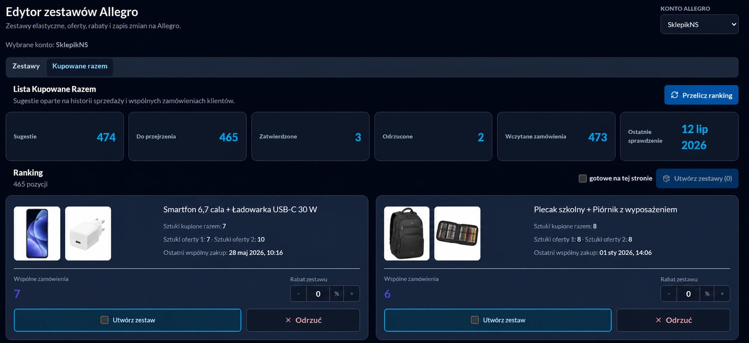 Frequently Bought Together Ranking in Dark Theme