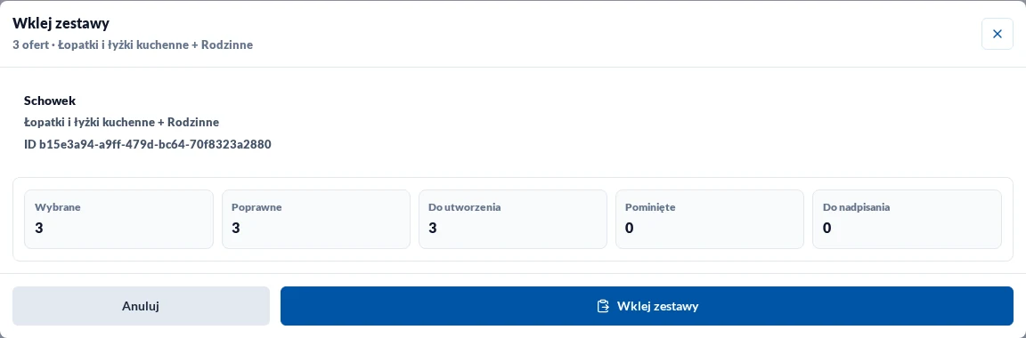Preview of set pasting in light theme