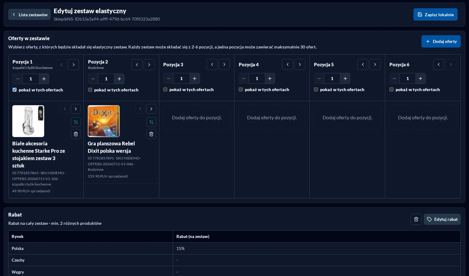 Flexible Set Creator in Dark Theme