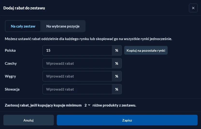 Set Discount Configuration in Dark Theme