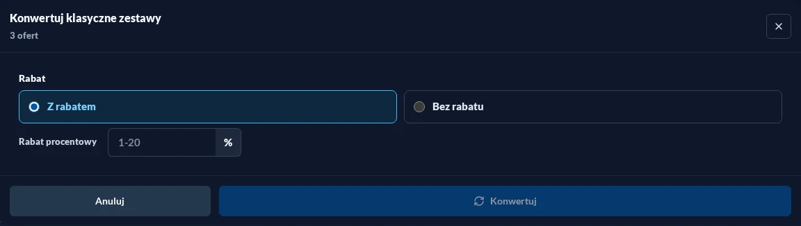 Conversion of classic sets in dark theme