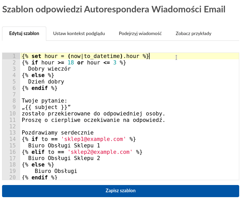 Dynamiczne szablony Autorespondera Email